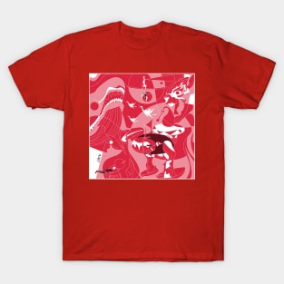 the garden of earthly delights in ecopop aesthetic kaiju mexican remix art T-Shirt